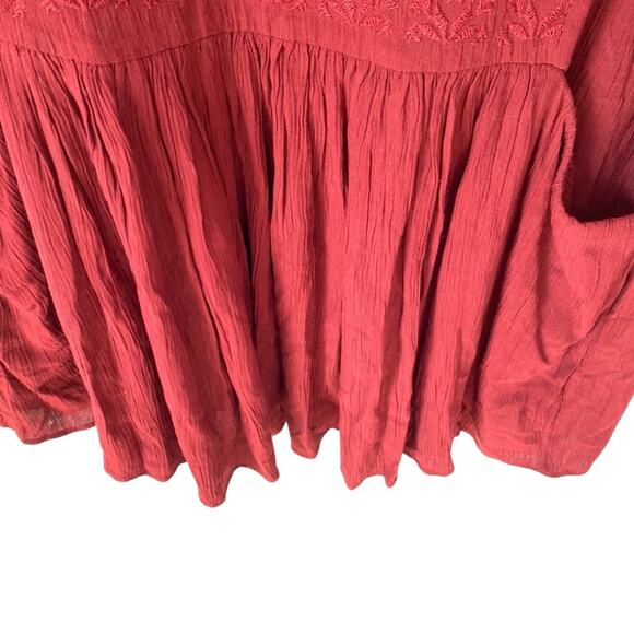 Massimo Dutti Embroidered Maroon Drop Waist Boho Mini Dress size 8 - Picture 5 of 8